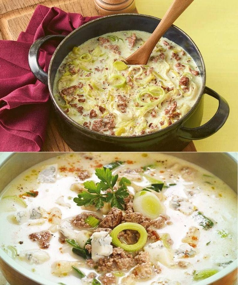 Omas Lauch Hackfleisch Suppe, einfaches Rezept für kalte Tage | EKoch